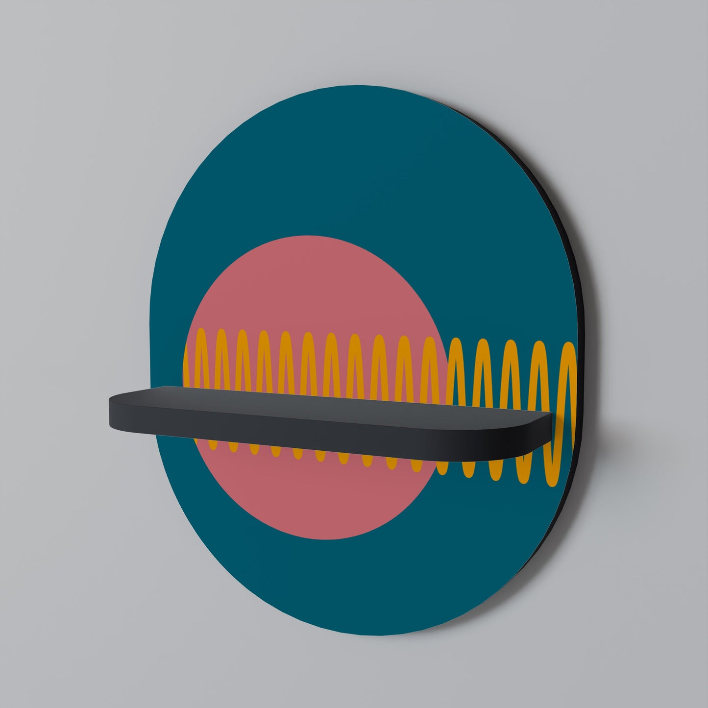 SOUND SOURCE Oval Art Shelf In Black Finish