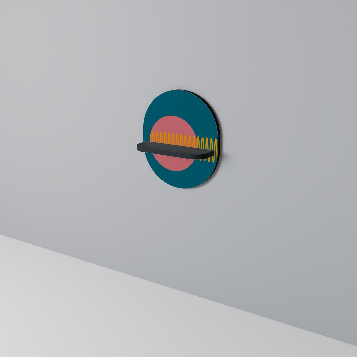 SOUND SOURCE Oval Art Shelf In Black Finish