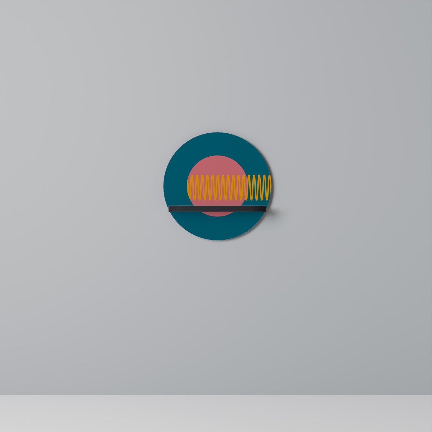 SOUND SOURCE Round Art Shelf In Black Finish