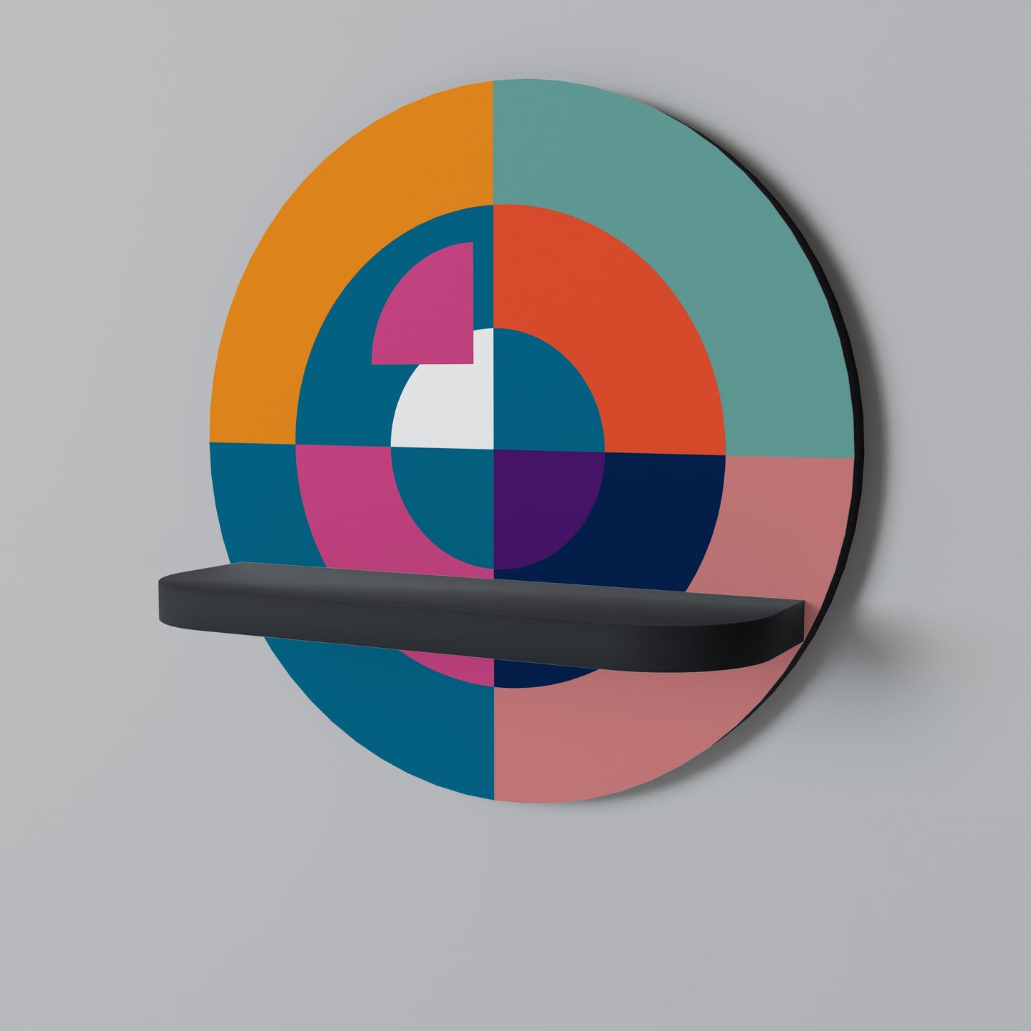 CREATING TOGETHER Round Art Shelf In Black Finish