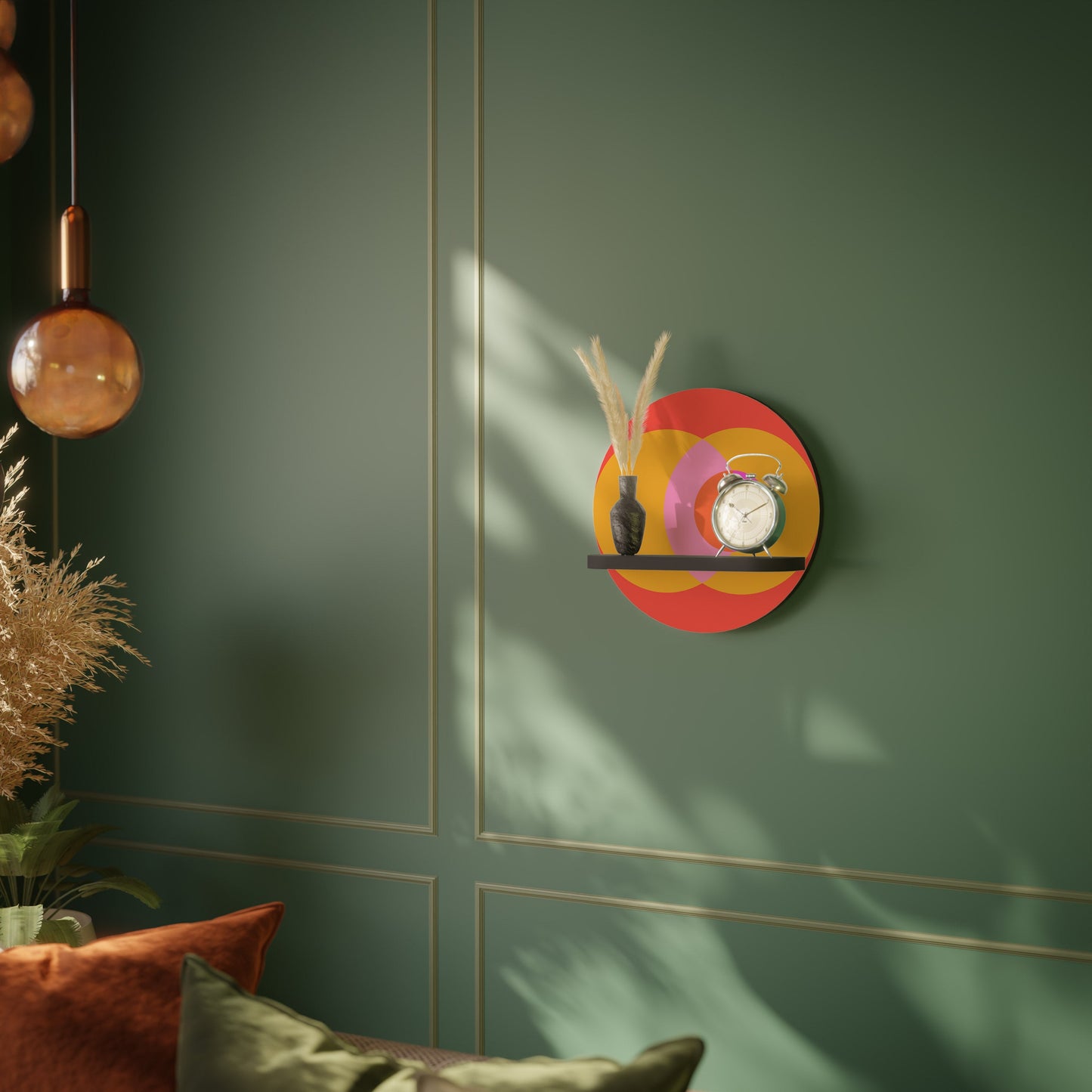 SOUL BROTHERHOOD Round Art Shelf In Black Finish