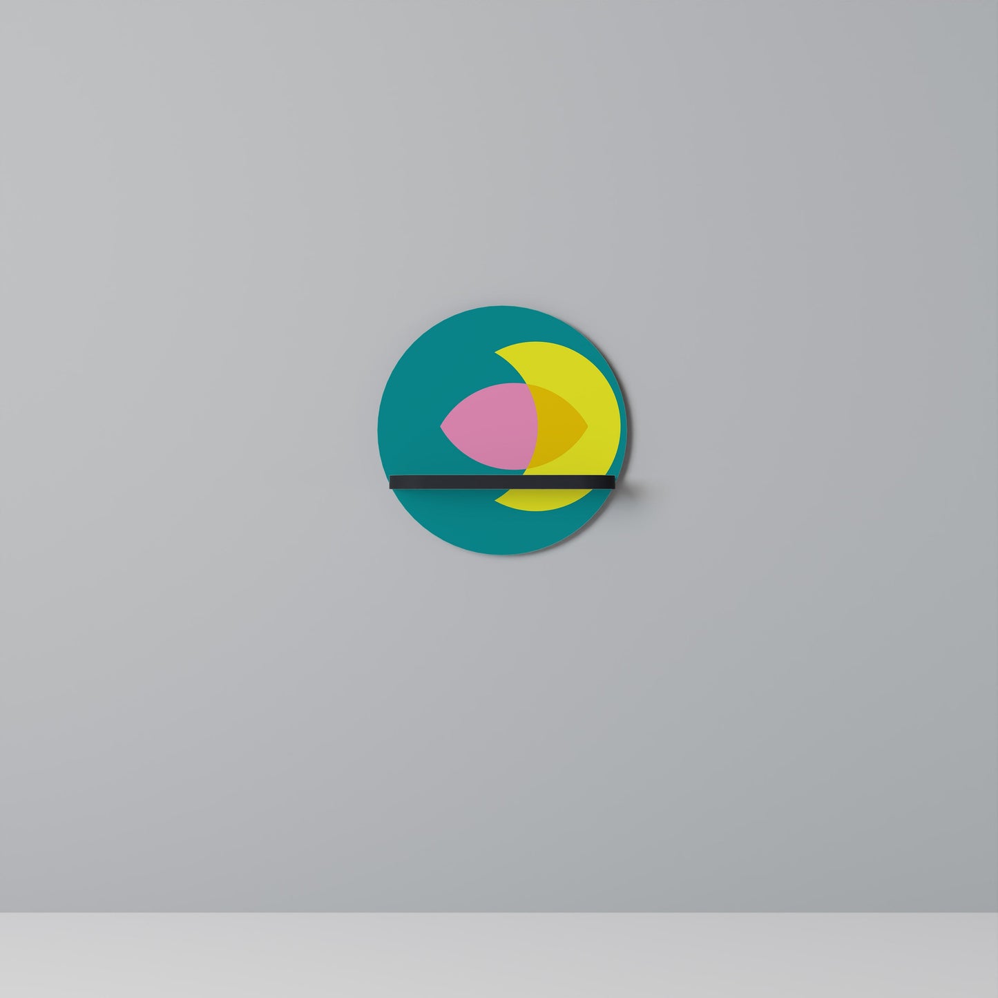 SPIRITUAL SUPPORT Round Art Shelf In Black Finish