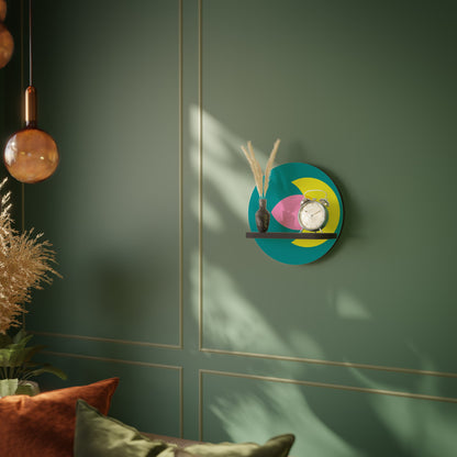 SPIRITUAL SUPPORT Round Art Shelf In Black Finish