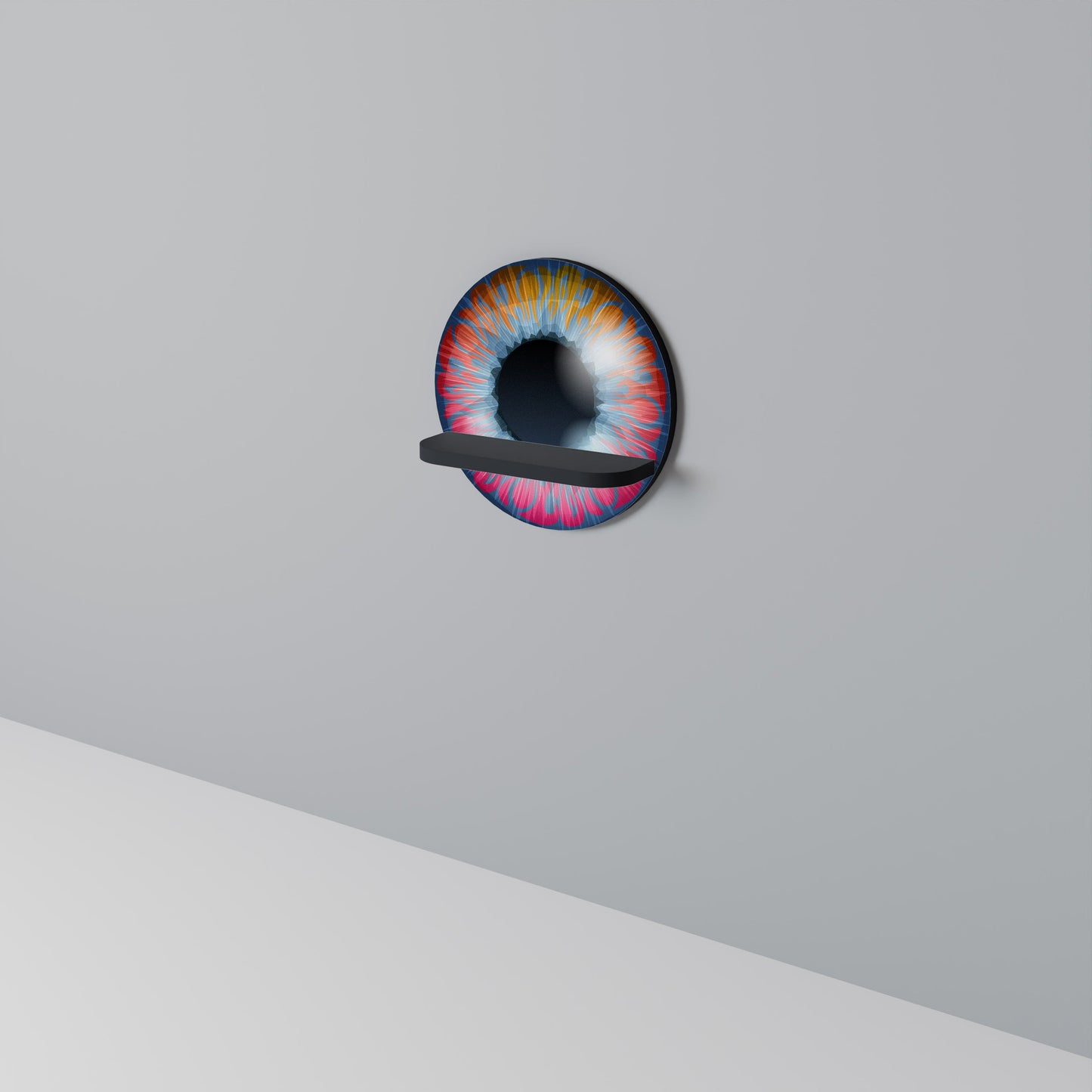 FANTASY EYE Mensola Rotonda Decorativa con Finitura Nera