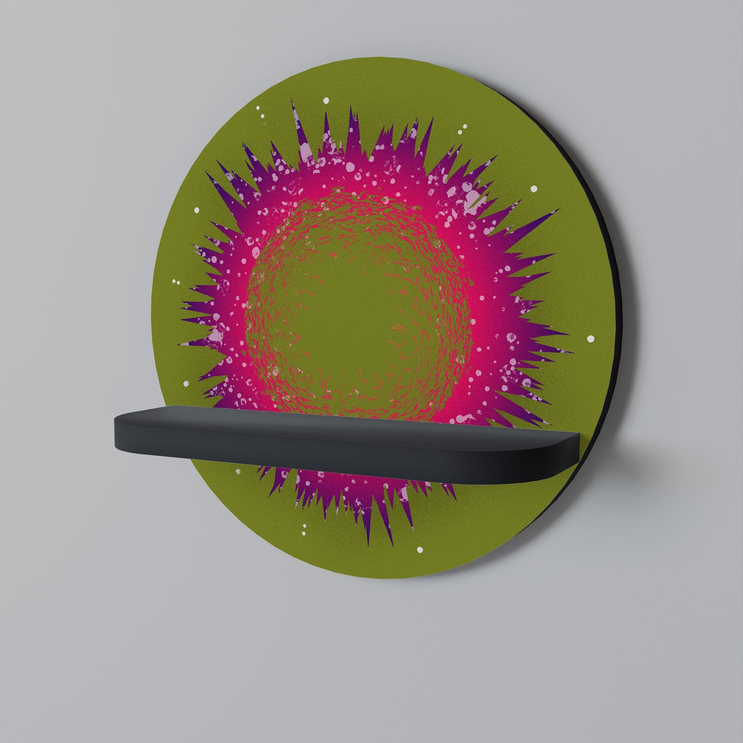 EXPLOSION ESSENCE Mensola Rotonda Decorativa con Finitura Nera