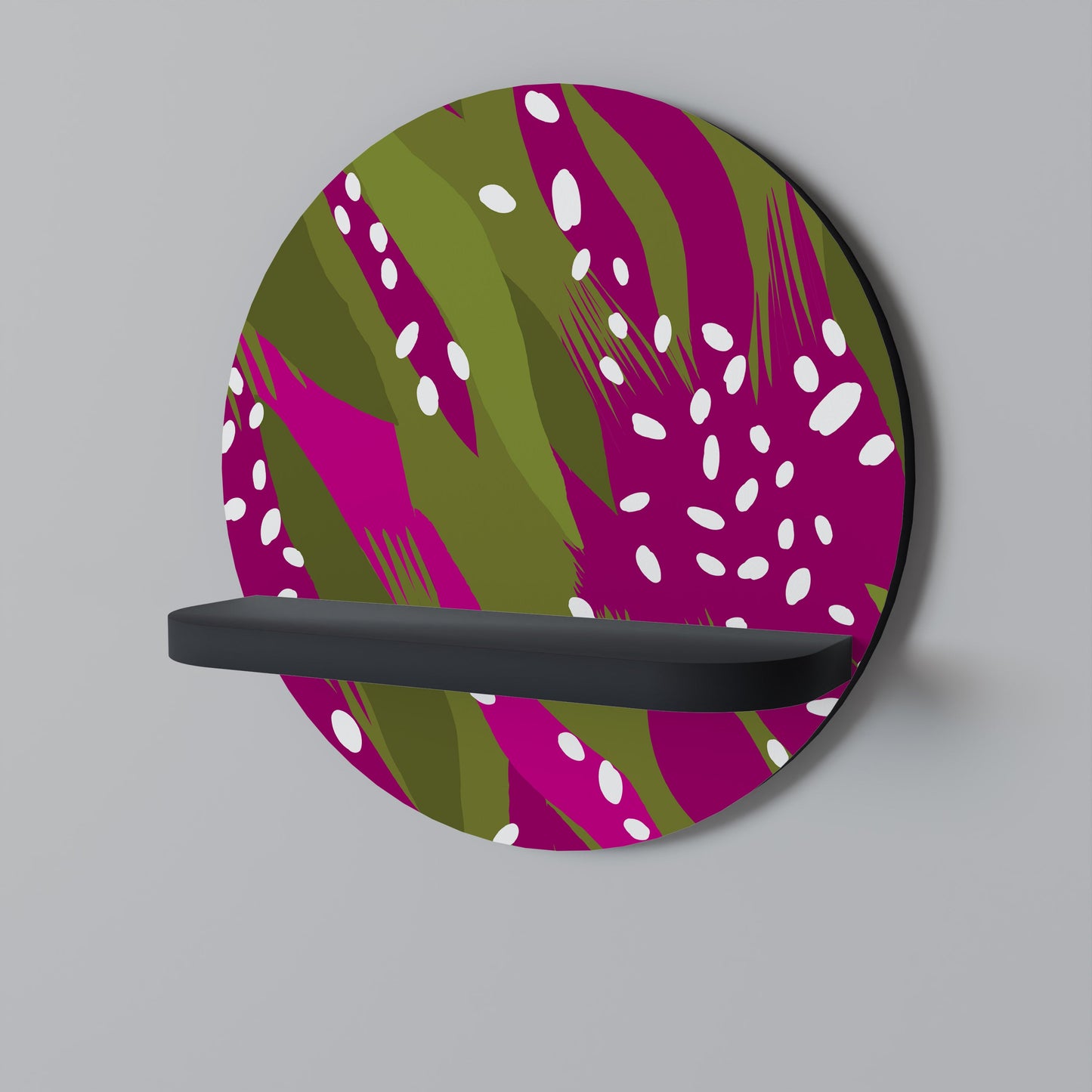 ENCHANTED TIGER Mensola Rotonda Decorativa con Finitura Nera