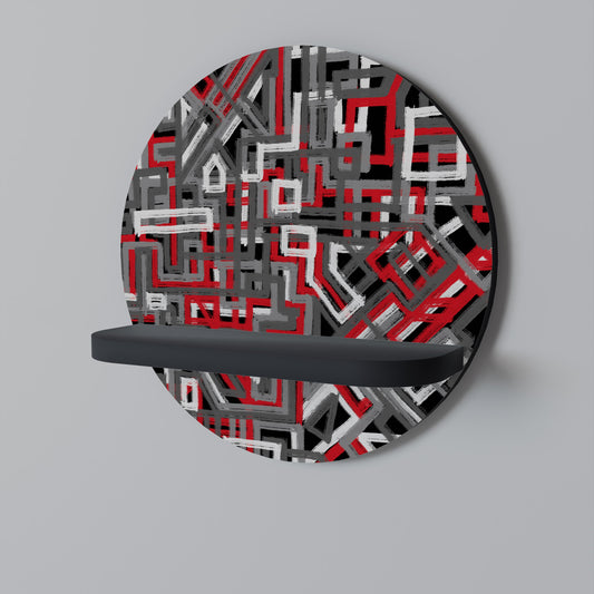 BROKEN LINES Round Art Shelf In Black Finish