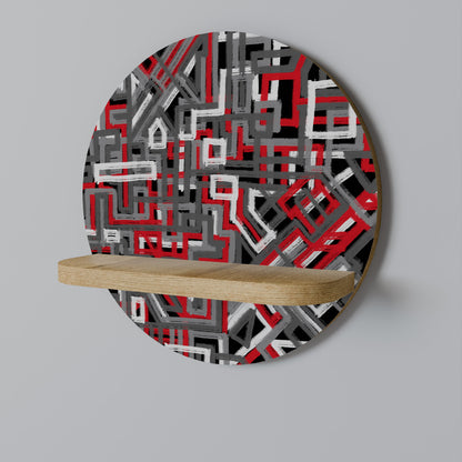 BROKEN LINES Round Art Shelf In Oak Effect