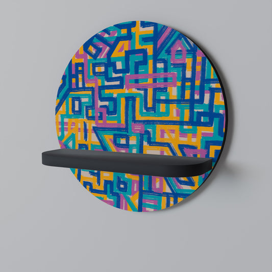 MEMORIES MAP Round Art Shelf In Black Finish