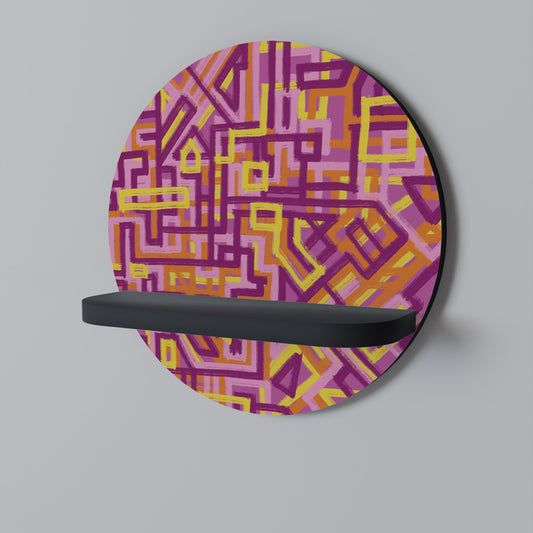 LOVELY MEMORIES Round Art Shelf In Black Finish