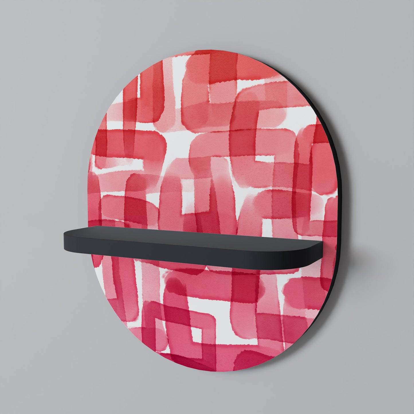 KALEIDOSCOPIC CUBISM Oval Art Shelf In Black Finish