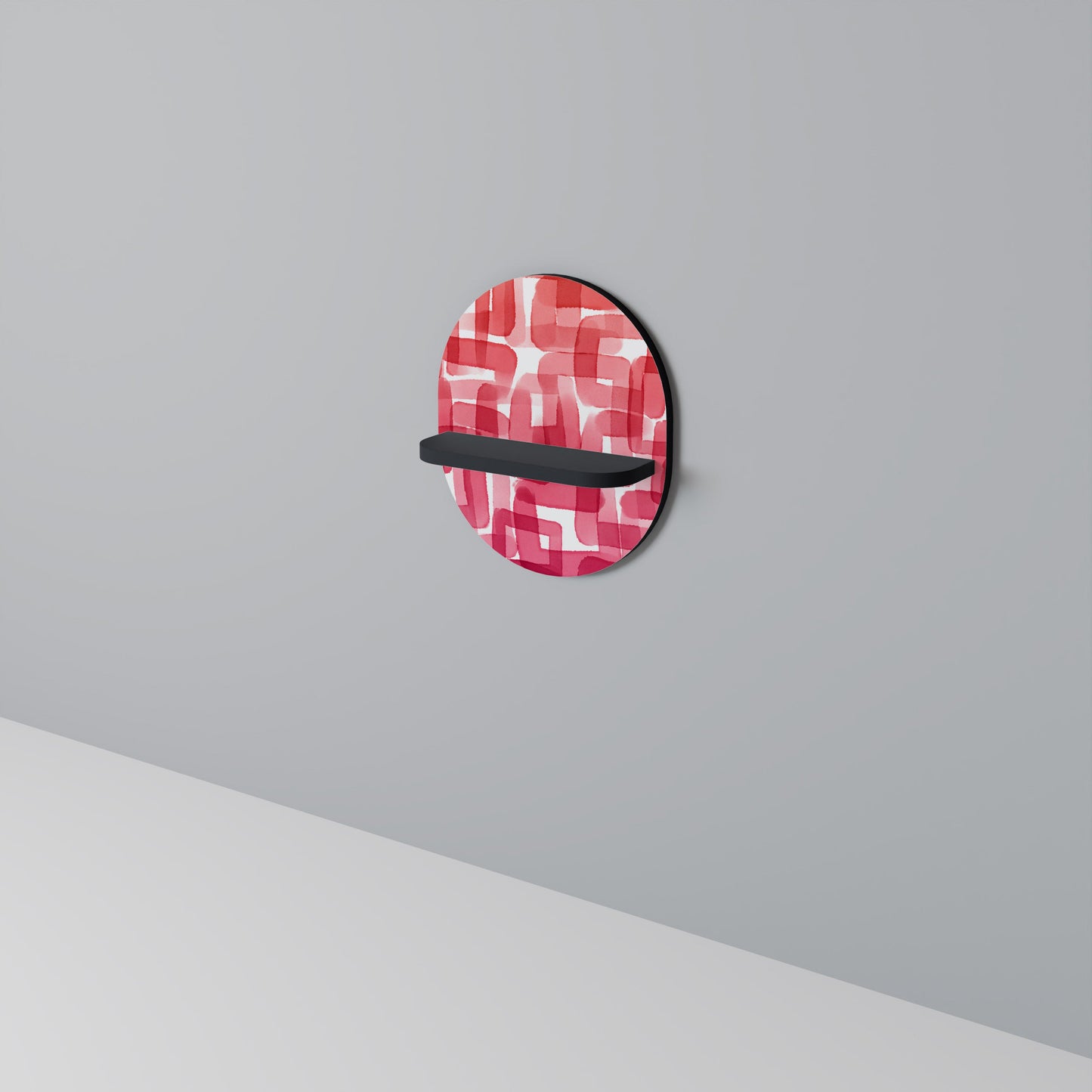 KALEIDOSCOPIC CUBISM Oval Art Shelf In Black Finish