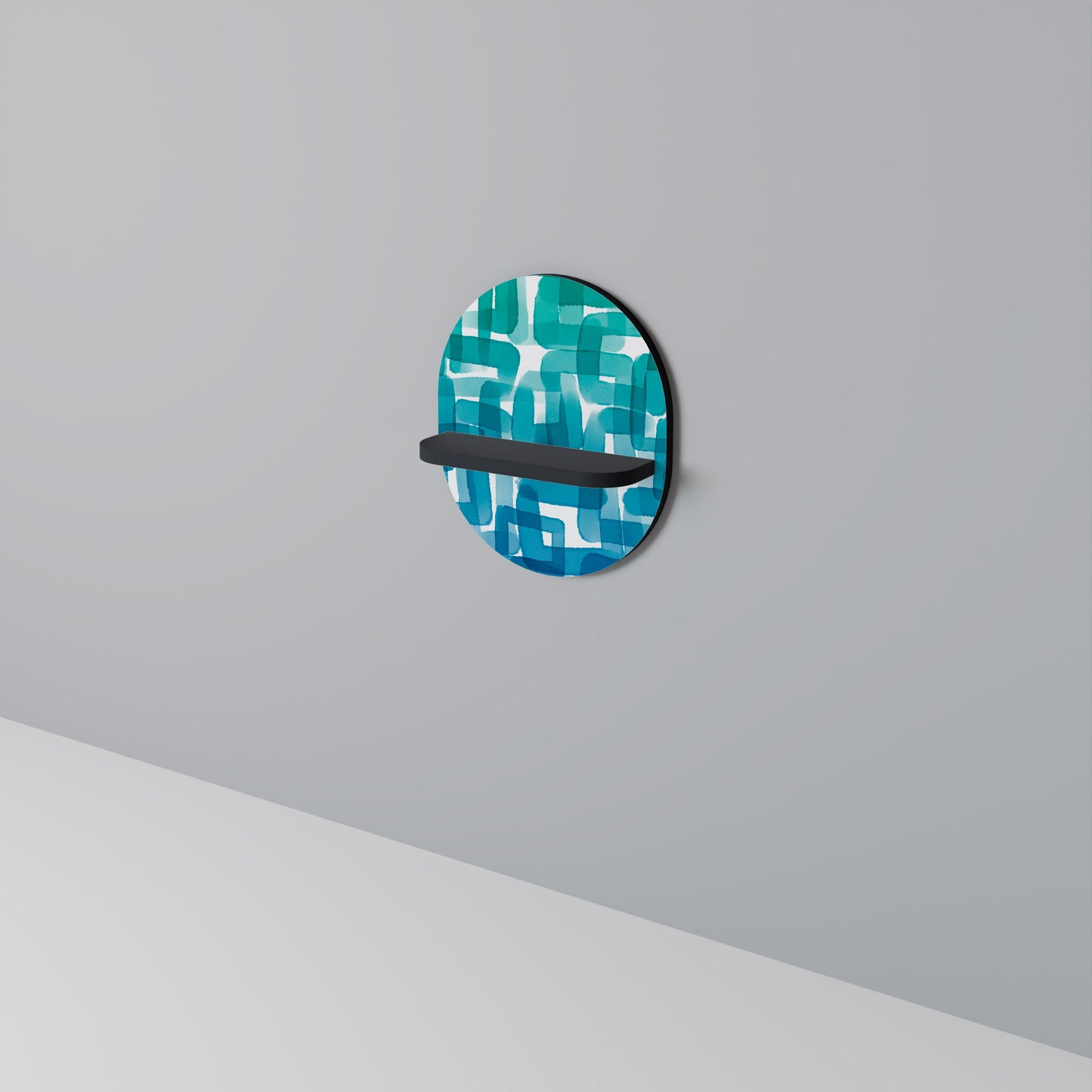 TURQUOISE RECTANGLES Mensola Ovale Decorativa con Finitura Nera
