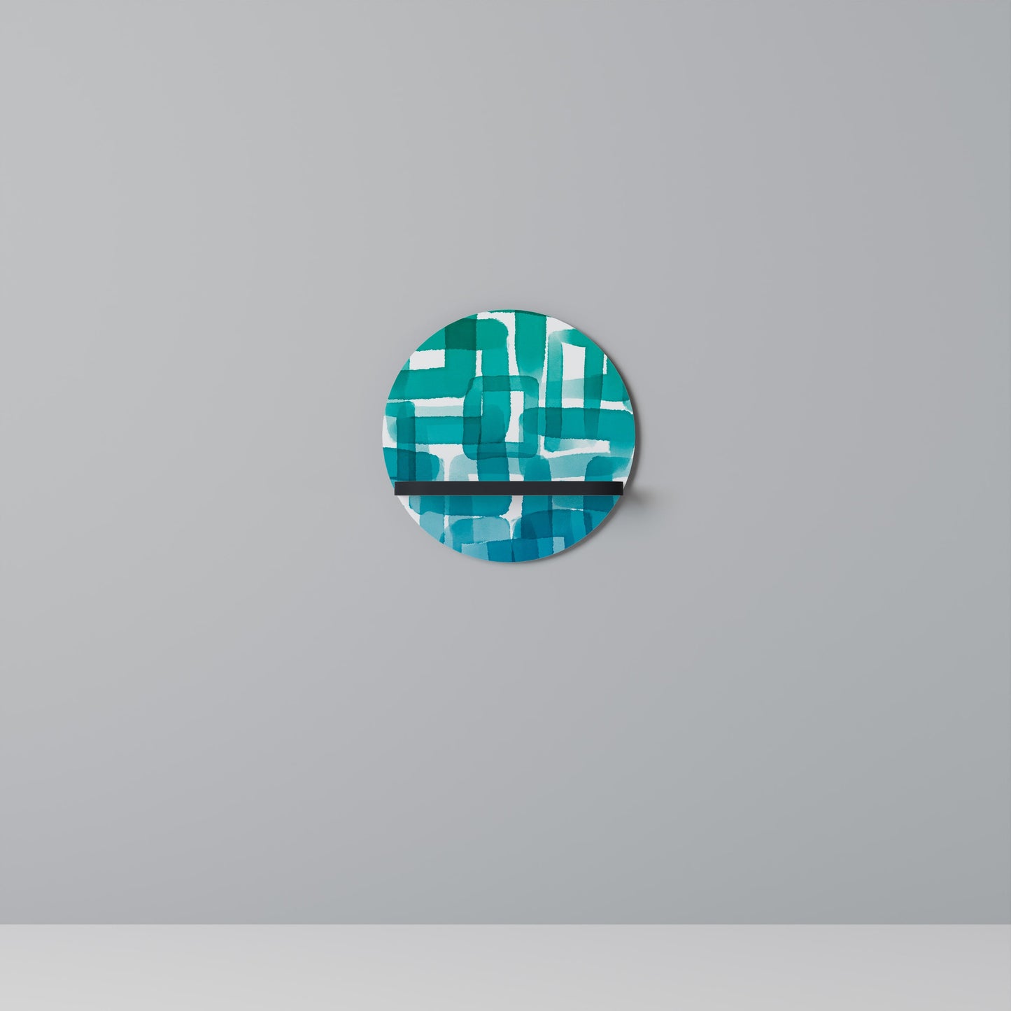 TURQUOISE RECTANGLES Mensola Rotonda Decorativa con Finitura Nera