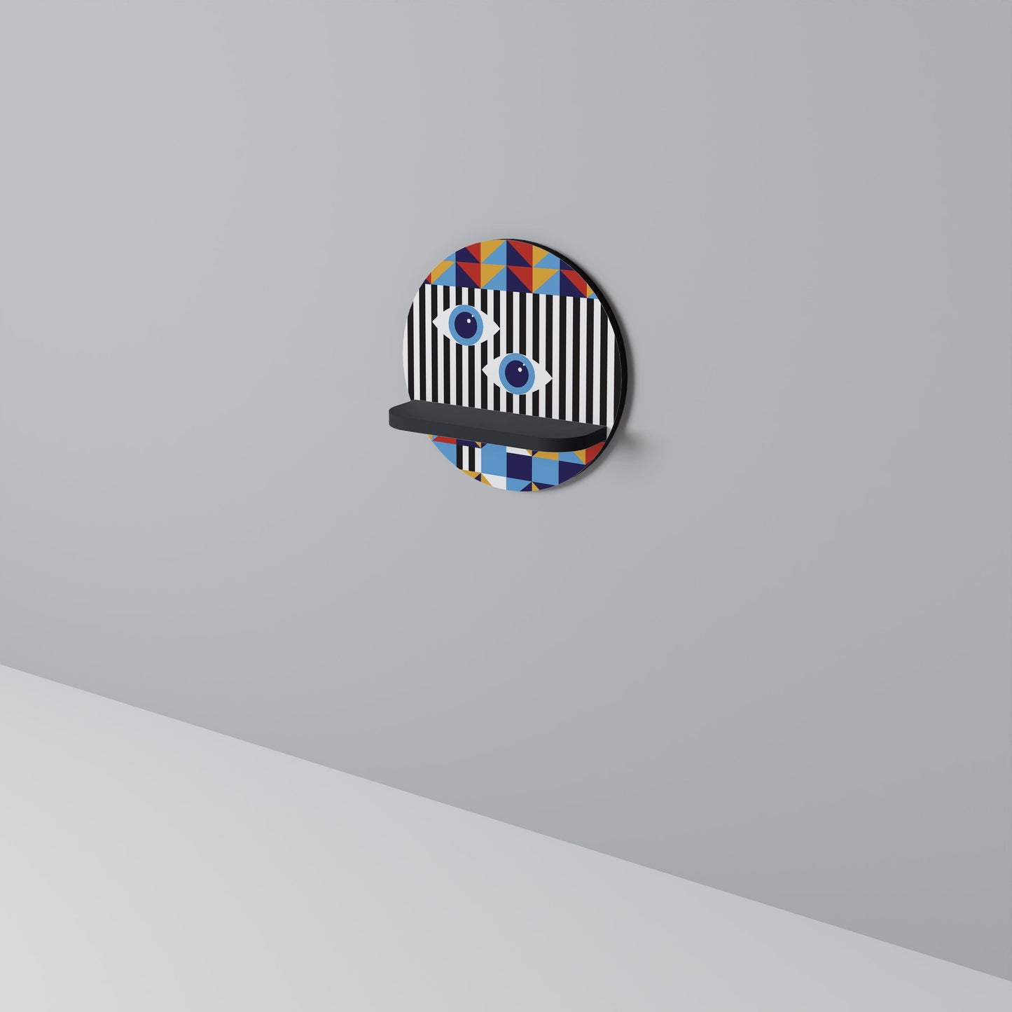 ABSTRACTION AND GEOMETRY Mensola Rotonda Decorativa con Finitura Nera