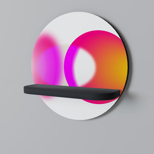 SYMPHONY OF COLORS Round Art Shelf In Black Finish