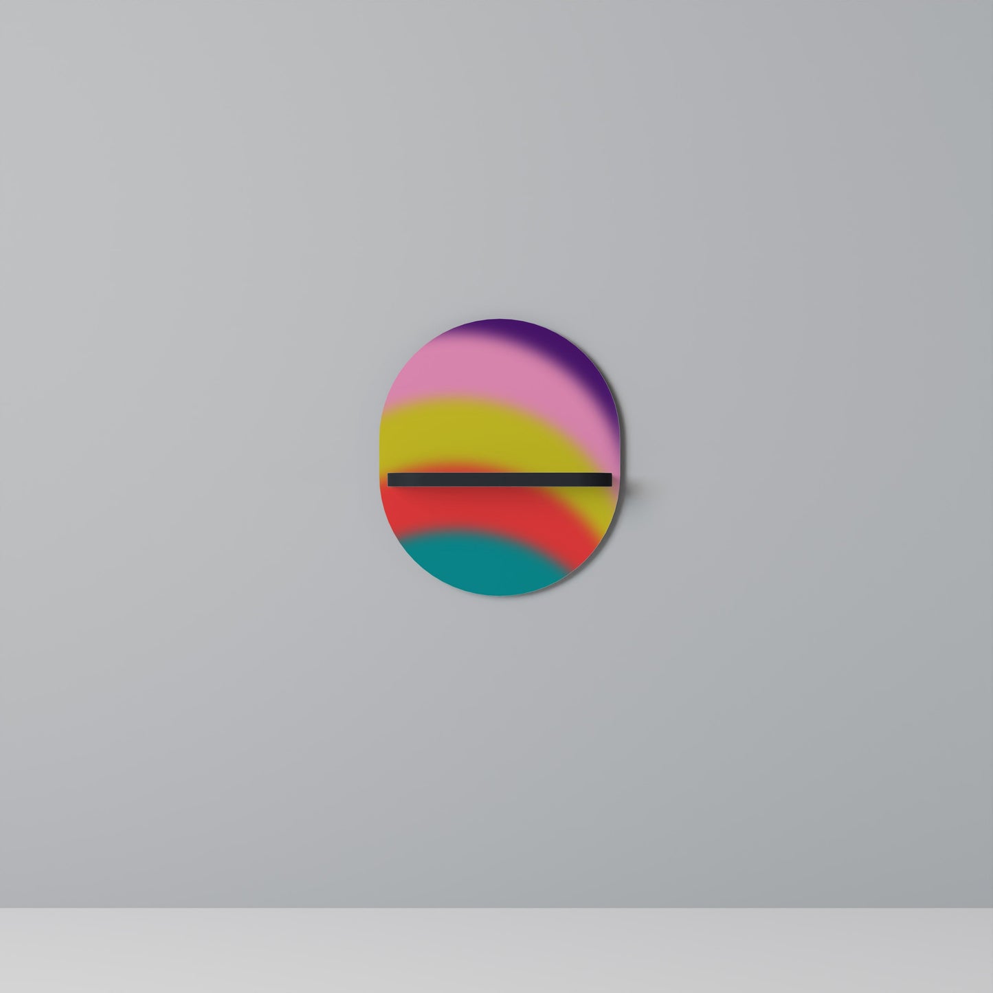 RAINBOW TIME Oval Art Shelf In Black Finish