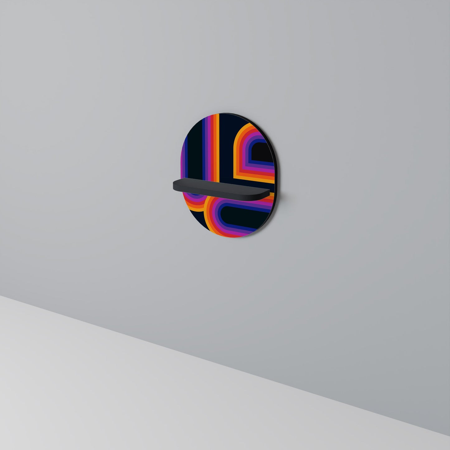 BLINDED BY THE LIGHTS Oval Art Shelf In Black Finish