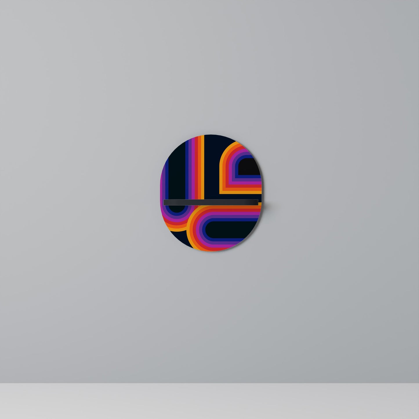 BLINDED BY THE LIGHTS Oval Art Shelf In Black Finish