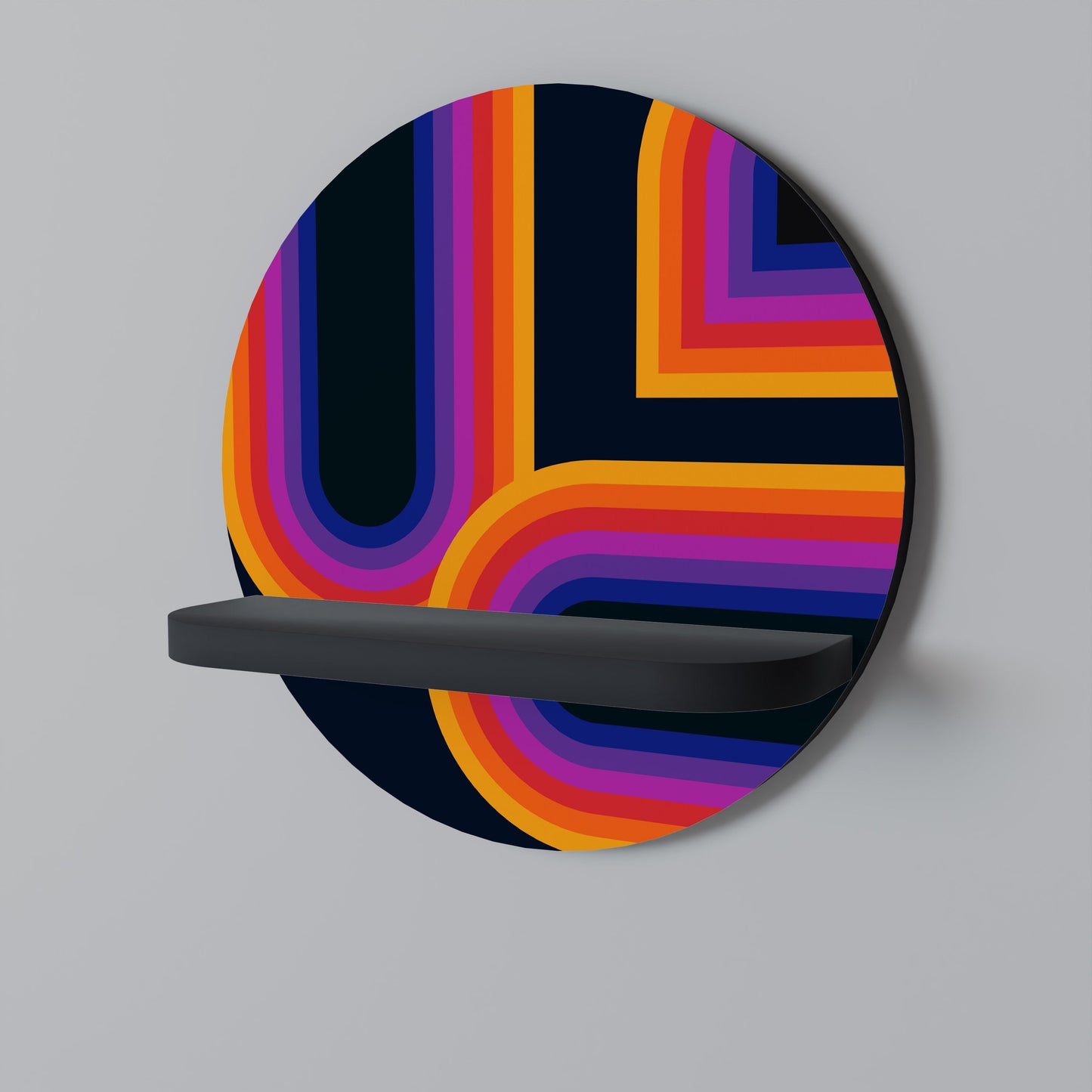 BLINDED BY THE LIGHTS Mensola Rotonda Decorativa con Finitura Nera