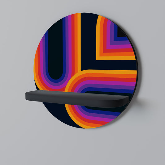 BLINDED BY THE LIGHTS Round Art Shelf In Black Finish