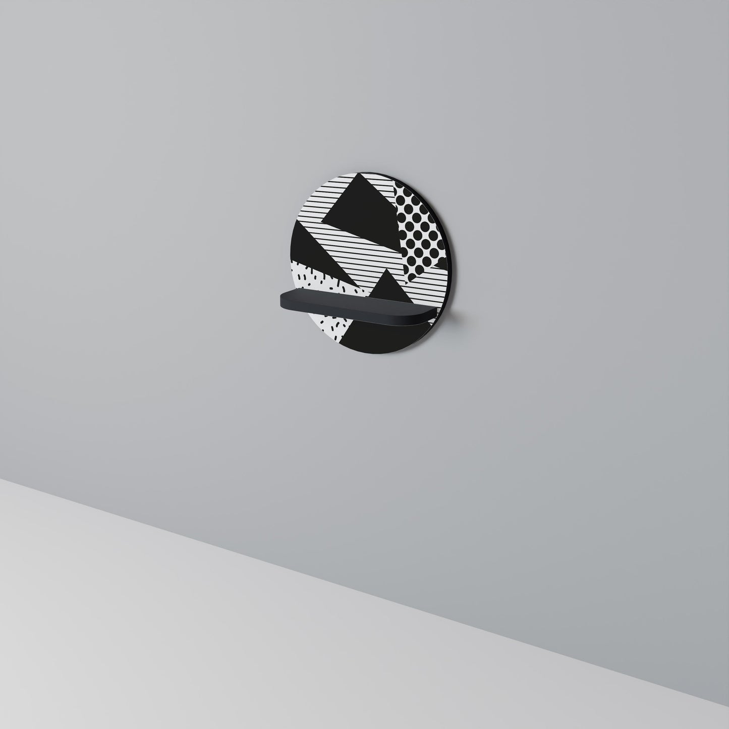 GEMOETRIC MONOCHROME Mensola Rotonda Decorativa con Finitura Nera