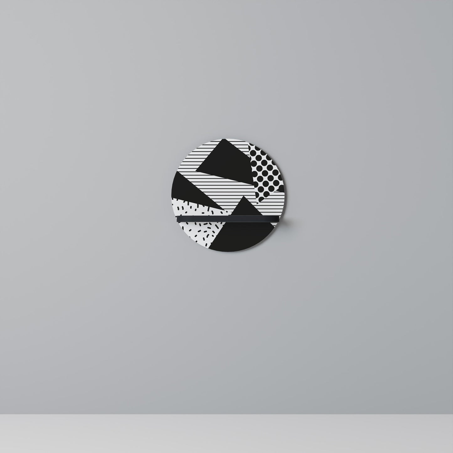 GEMOETRIC MONOCHROME Mensola Rotonda Decorativa con Finitura Nera