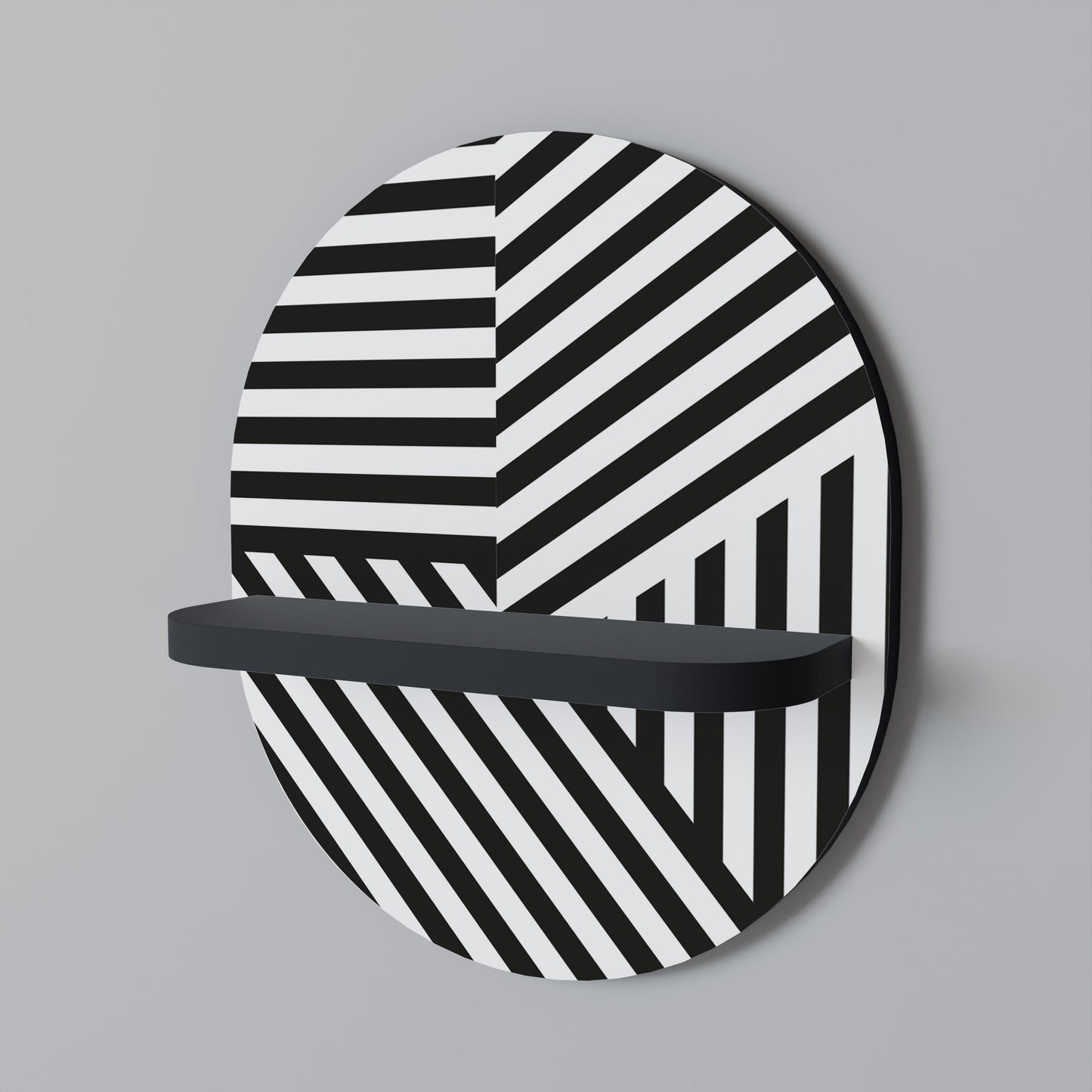 LATTICE LINES Mensola Ovale Decorativa con Finitura Nera