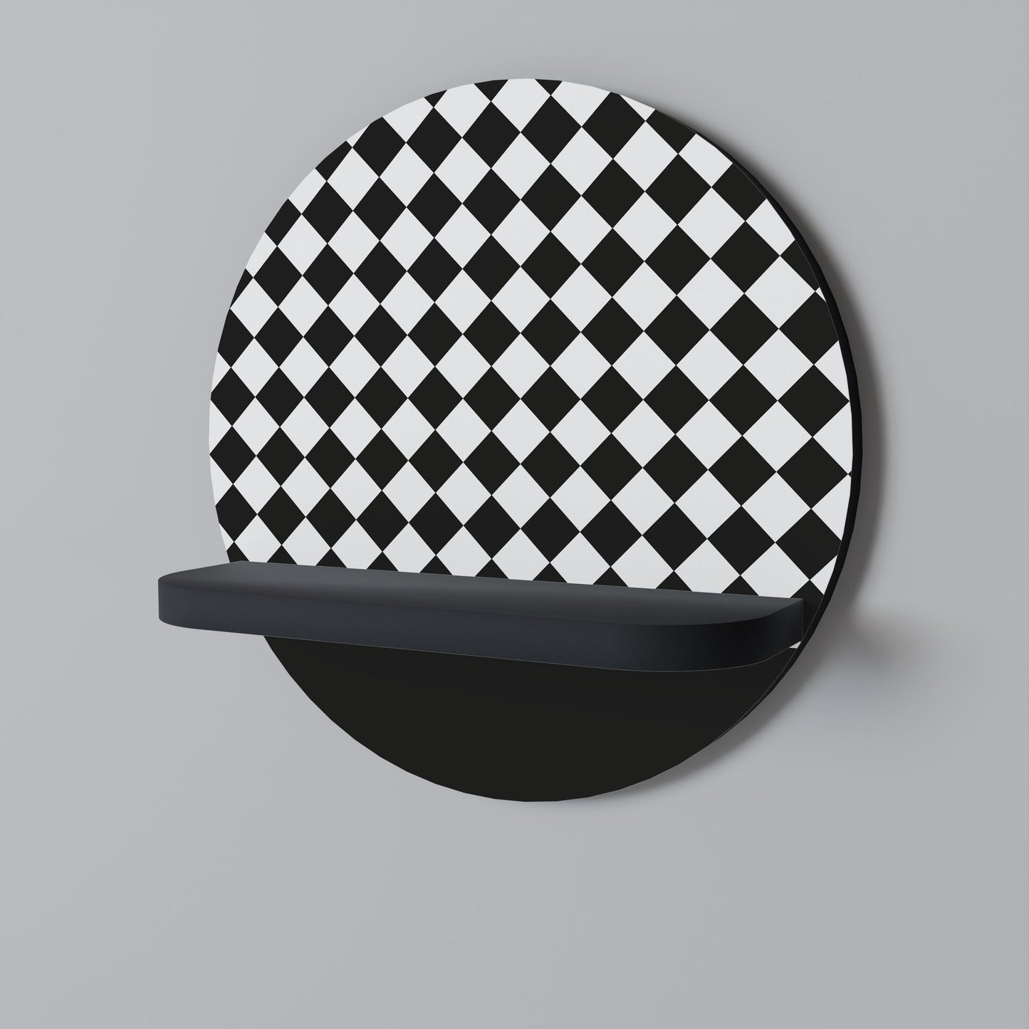 GRID GEOMETRY Mensola Rotonda Decorativa con Finitura Nera