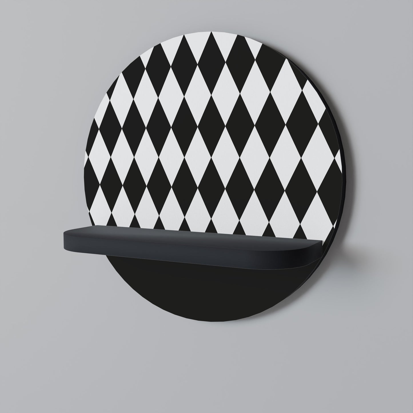 EDGY SERENADE Round Art Shelf In Black Finish