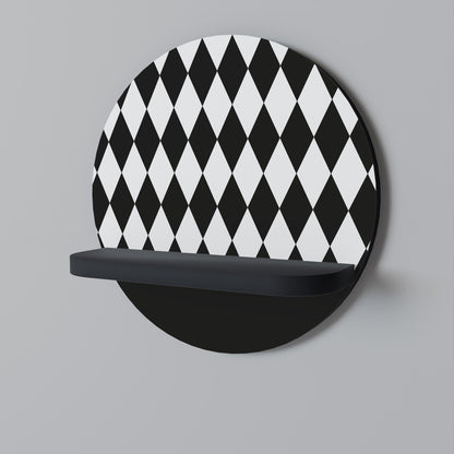 EDGY SERENADE Round Art Shelf In Black Finish