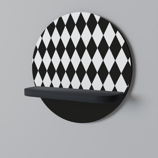 EDGY SERENADE Round Art Shelf In Black Finish