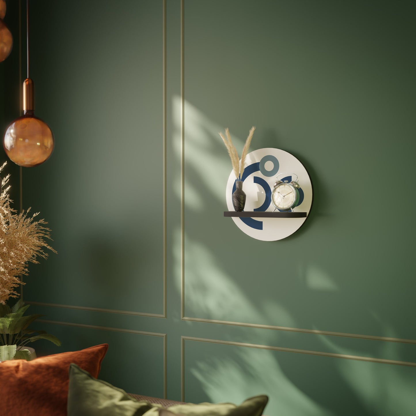 ORB DESIGN Mensola Rotonda Decorativa con Finitura Nera