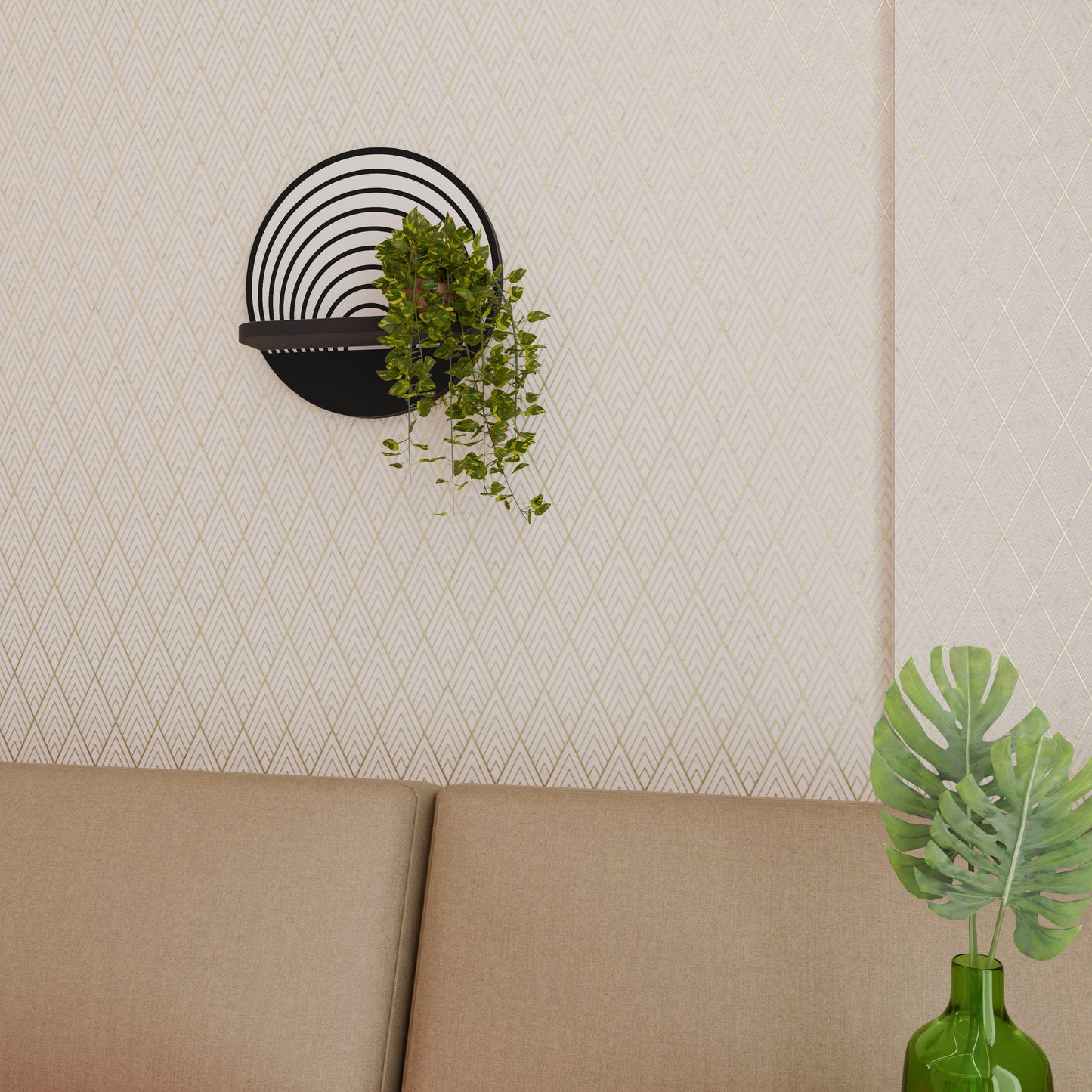 WHISPERING ROUNDS Mensola Rotonda Decorativa con Finitura Nera