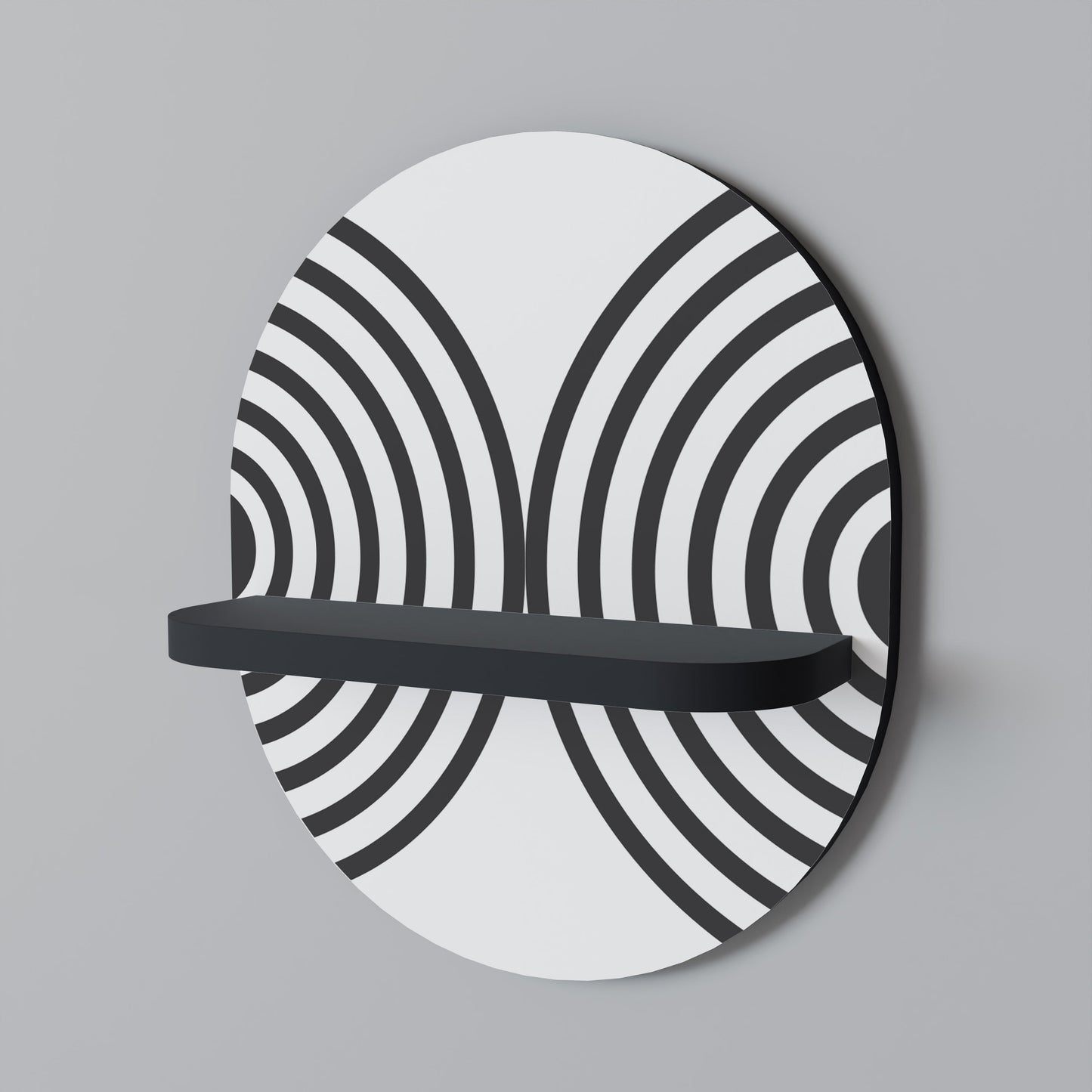 MIDNIGHT MELODIES Oval Art Shelf In Black Finish