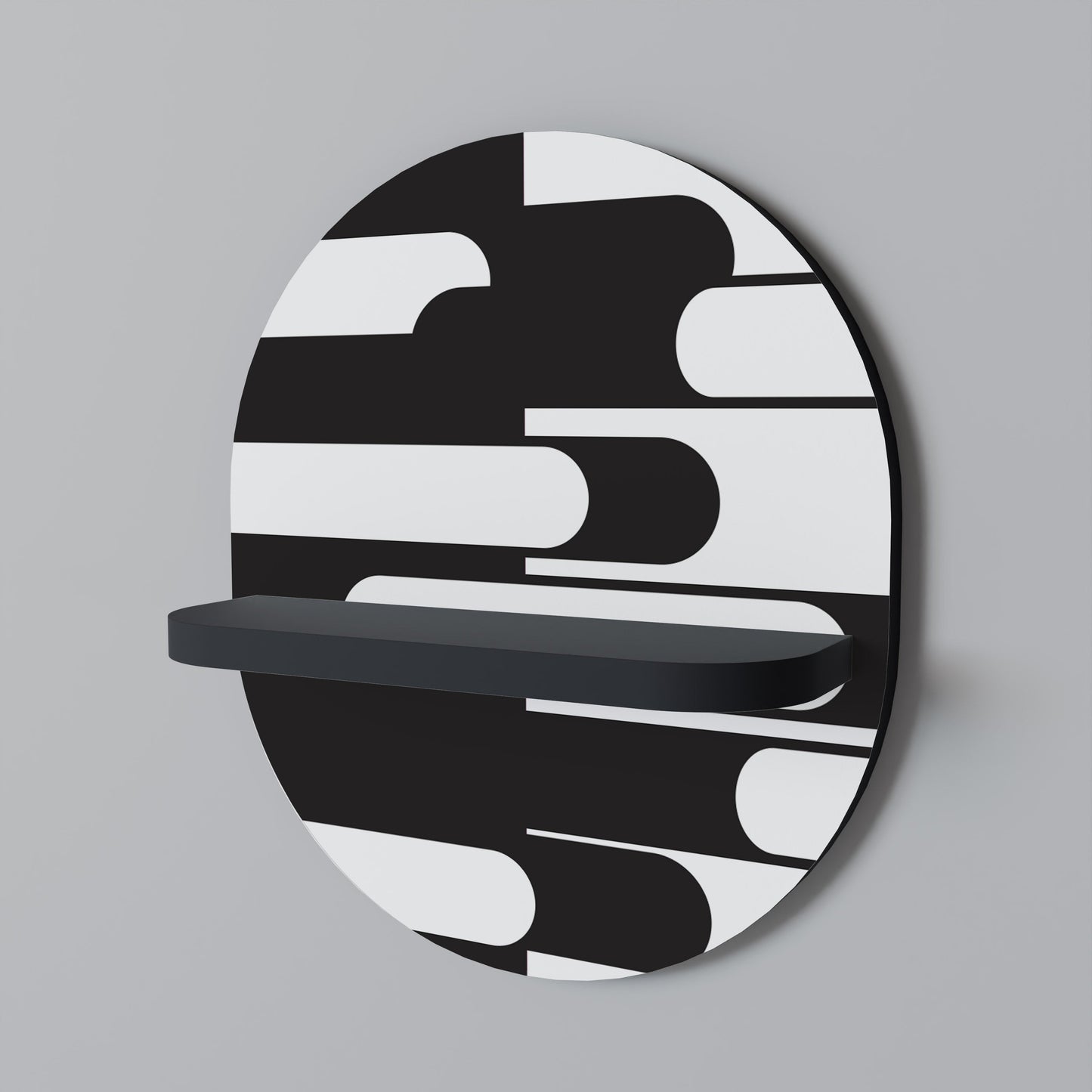 ACHROMATIC CONTRAST Oval Art Shelf In Black Finish