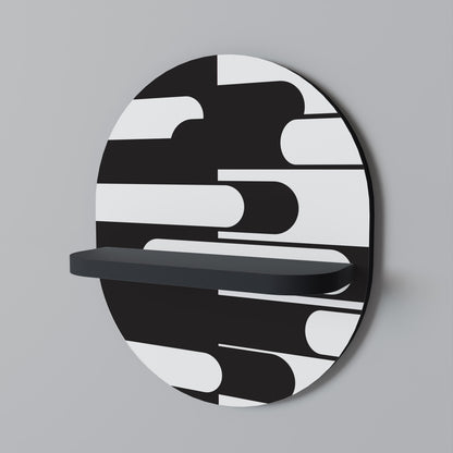 ACHROMATIC CONTRAST Oval Art Shelf In Black Finish