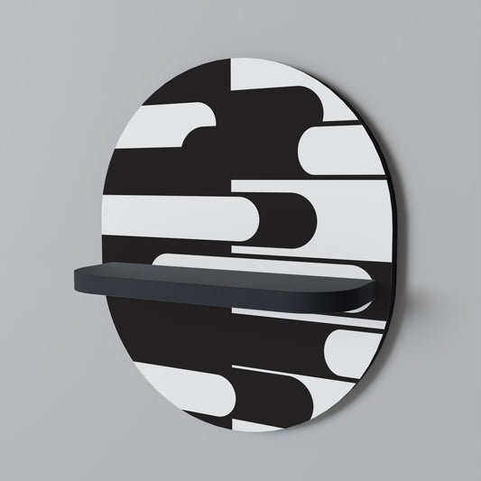 ACHROMATIC CONTRAST Oval Art Shelf In Black Finish