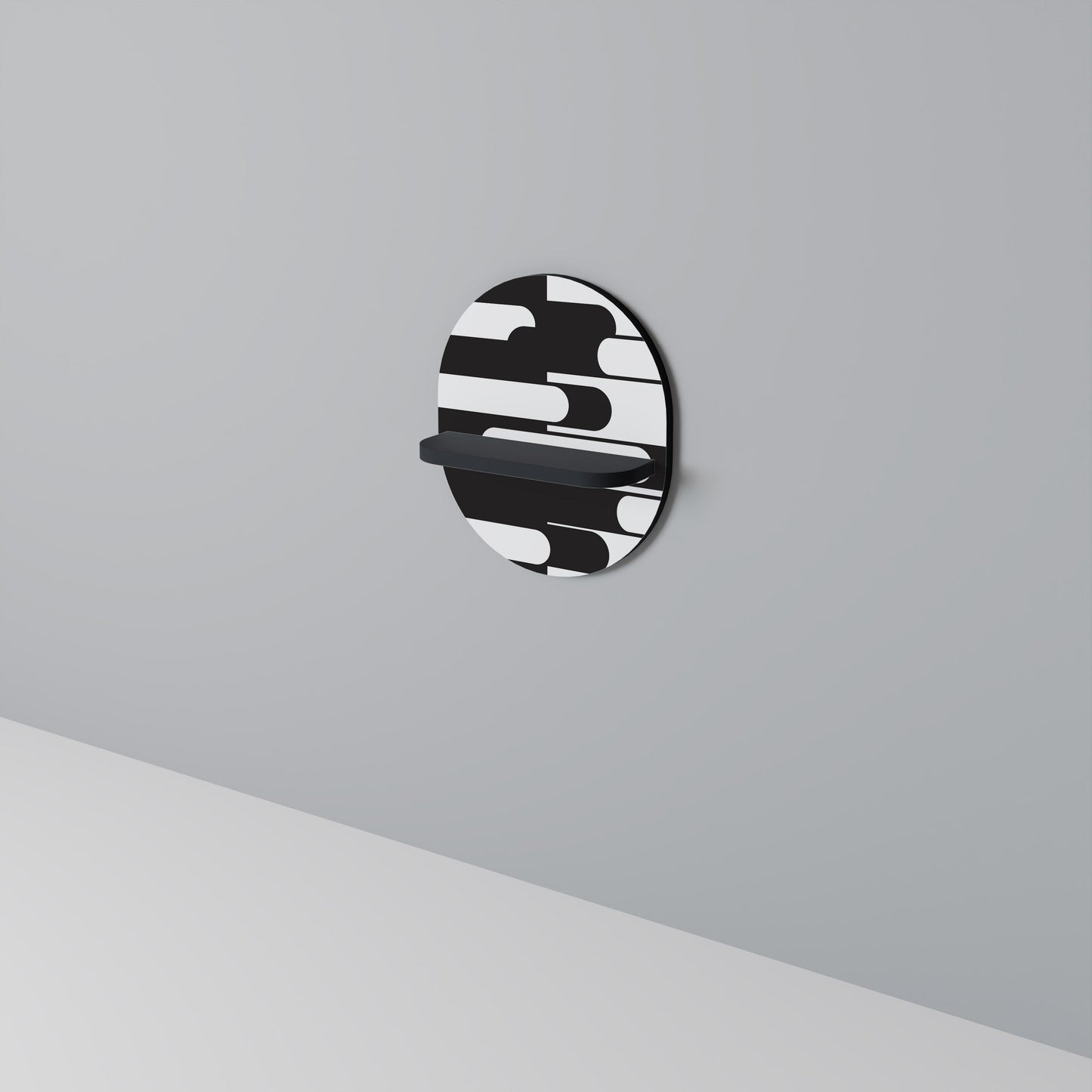 ACHROMATIC CONTRAST Oval Art Shelf In Black Finish