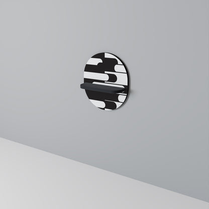 ACHROMATIC CONTRAST Oval Art Shelf In Black Finish