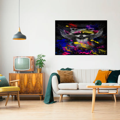 RACCOON ARTISTRY Poster orizzontale staccabile e attaccabile