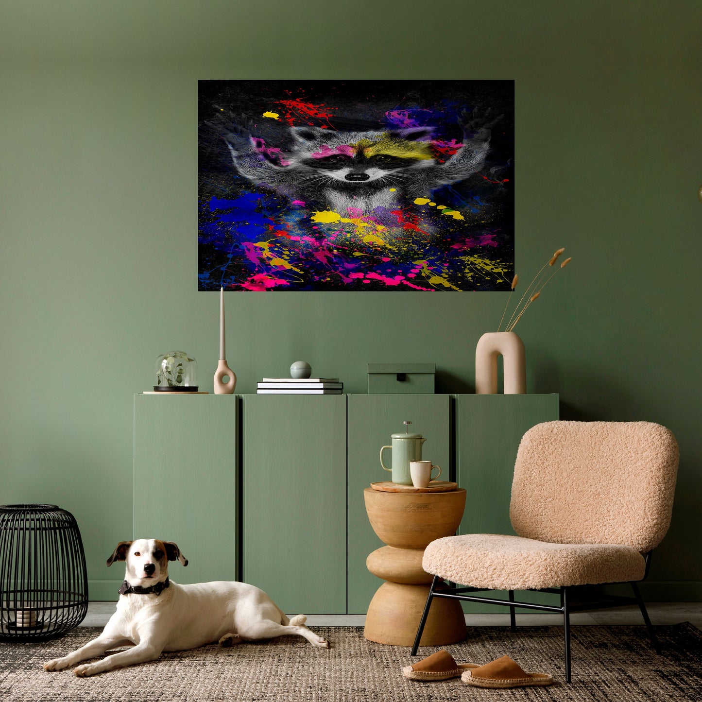 RACCOON ARTISTRY Poster orizzontale staccabile e attaccabile