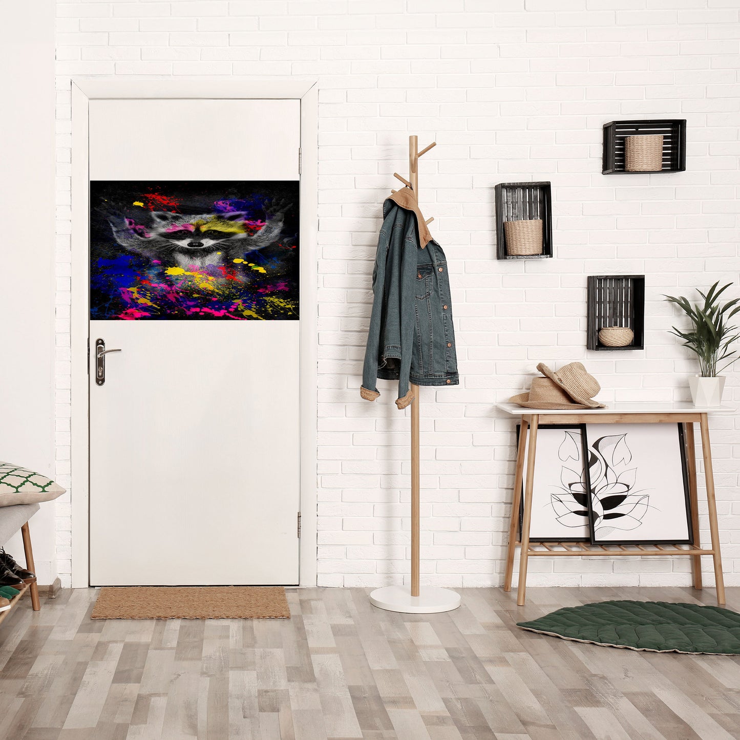 RACCOON ARTISTRY Poster orizzontale staccabile e attaccabile