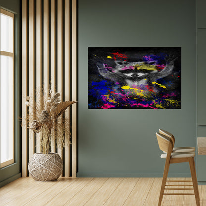 RACCOON ARTISTRY Poster orizzontale staccabile e attaccabile