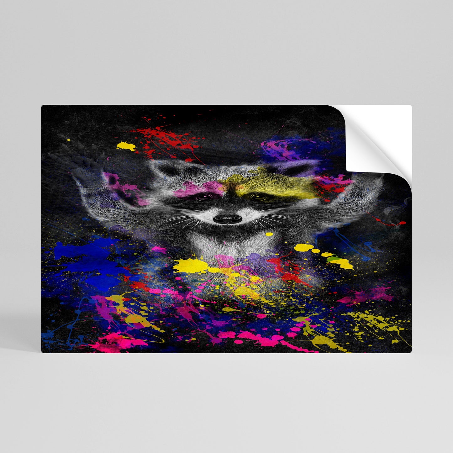 RACCOON ARTISTRY Poster orizzontale staccabile e attaccabile