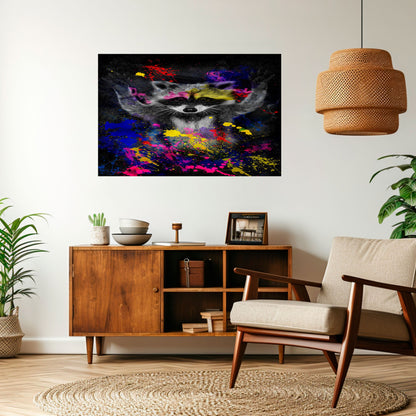 RACCOON ARTISTRY Poster orizzontale staccabile e attaccabile