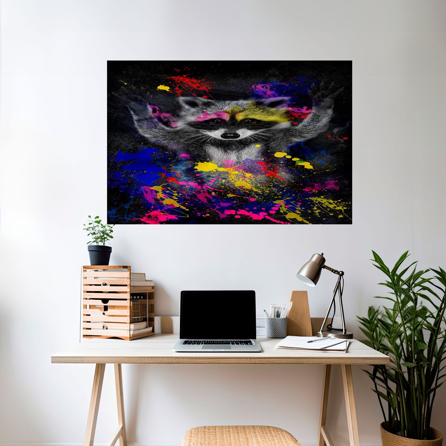 RACCOON ARTISTRY Poster orizzontale staccabile e attaccabile