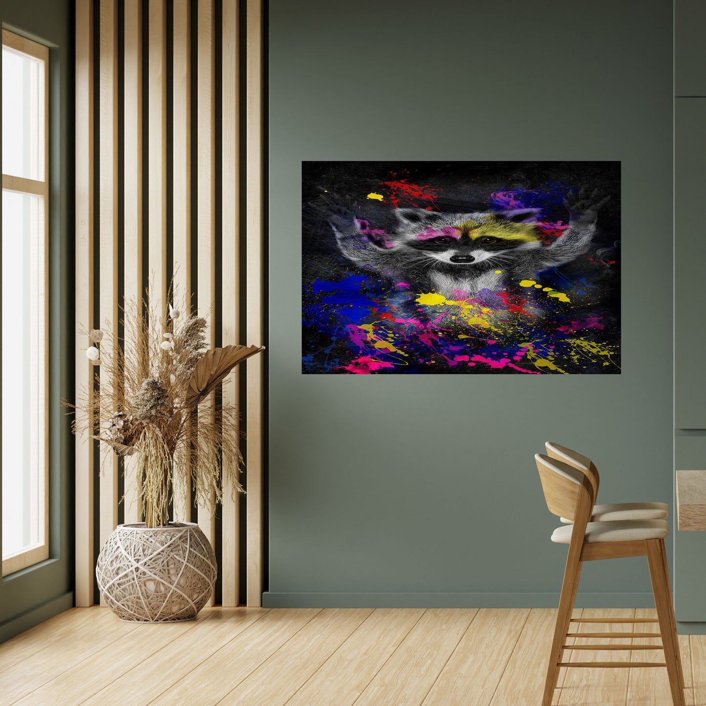 RACCOON ARTISTRY Poster orizzontale staccabile e attaccabile