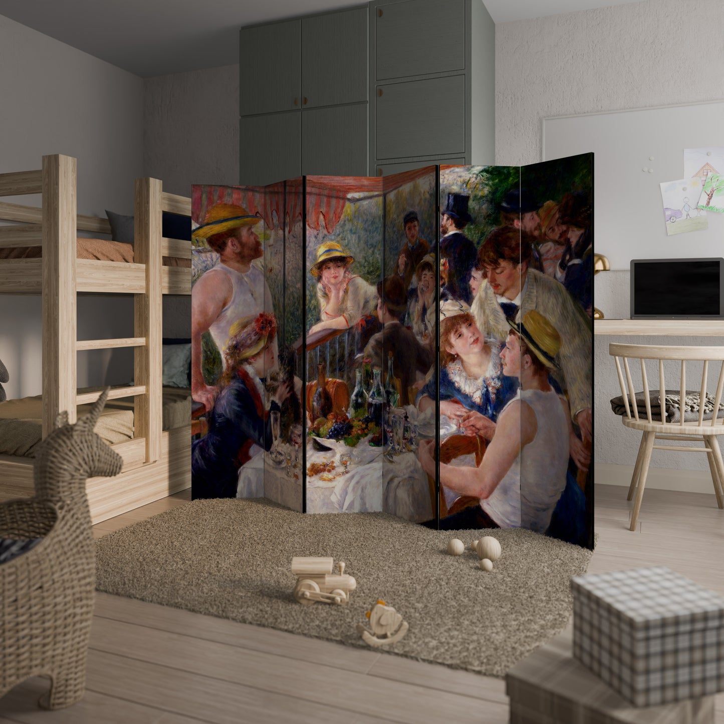 PRANZO DELLA FESTA IN BARCA Divisorio decorativo a 6 pannelli