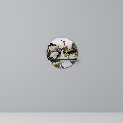 JAPANESE FLOCK OF CRANES Mensola Rotonda Decorativa con Finitura Nera